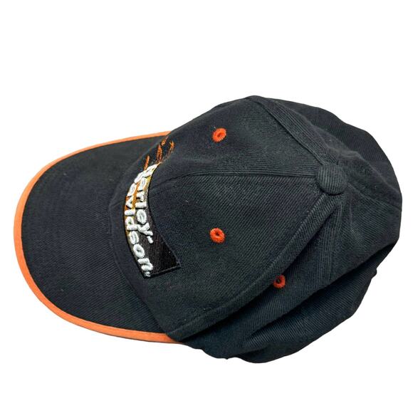 Harley Davidson Baseball Cap Flame Biker Grunge Adjustable Black Orange OSFA IM - Picture 3 of 10